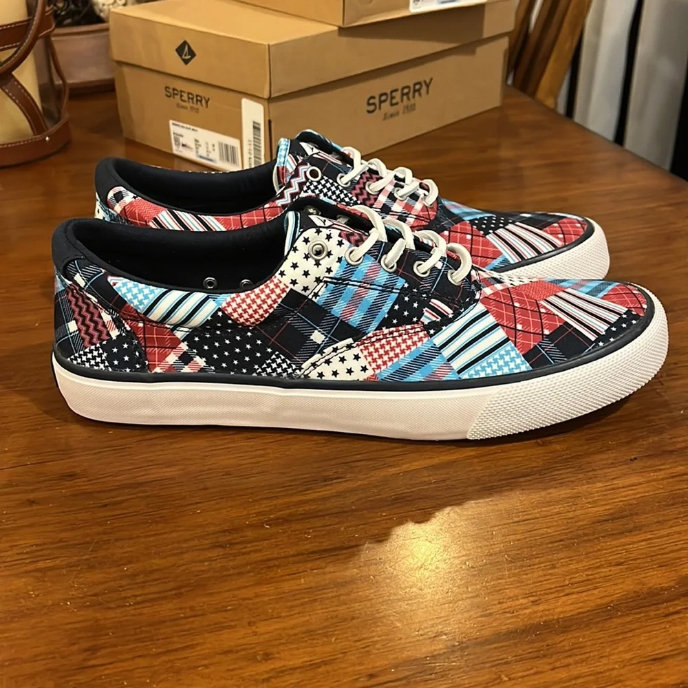Sperry Top Sider Striper USA Flag shoes sneakers new boat deck 4th of July Mens